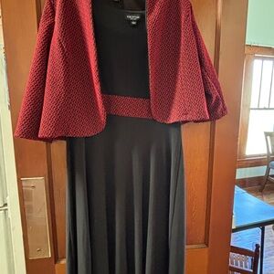 Perceptions Red and Black Midi Dress